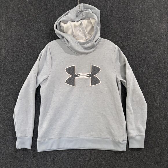 Under Armour Hoodie Women's Medium Gray ColdGear Pullover Fleece Loose Fit - Picture 1 of 9